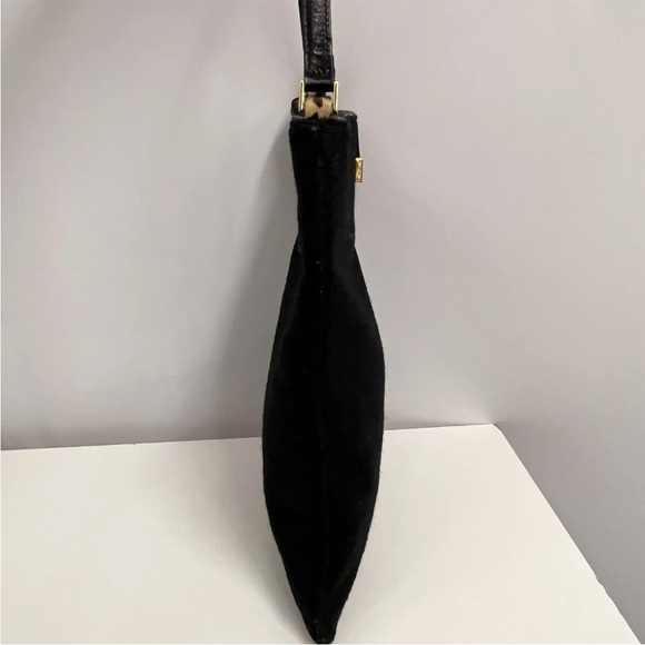 ❤️SOLD❤️ Kate Spade Wool Bag Black Animal Print Pony Hair‎ Trim Made in Italy - Picture 5 of 11